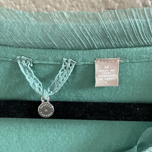 Anthropologie Knitted & Knotted Irina Sweater Medium Green Alpaca Sheer Hem Boho - Picture 7 of 11